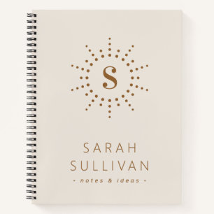 Monogram initiaal radiale zonnestraal neutraal ivo notitieboek