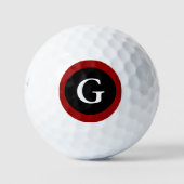 Monogram Initiaal Red White en Black Golf Balls Golfballen (Voorkant)