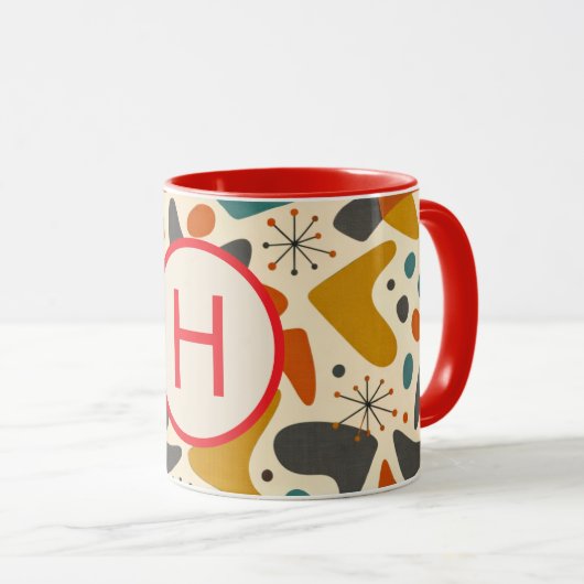 Monogram Initiaal Retro Cadeau Mok (Voorkant rechts)