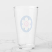 Monogram Initiaal Retro Madeliefje roze & blauw Glas (Voorkant)