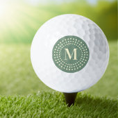 Monogram initiaal retro radiale stippen sage groen golfballen