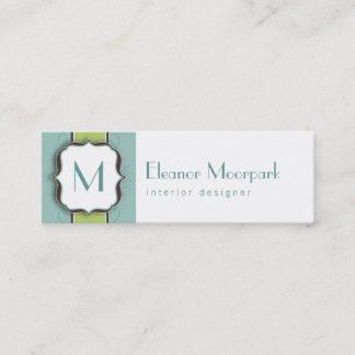 Monogram Initiaal Retro Skinny Card Mini Visitekaartje
