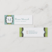 Monogram Initiaal Retro Skinny Card Mini Visitekaartje (Voorkant / Achterkant)