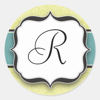 Monogram Initiaal Retro stijl Stickers