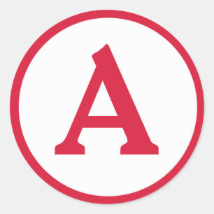 Monogram Initiaal rode cirkel Sticker