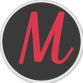 Monogram Initiaal Rode Vet Aangepaste naam Zwarte Sticker (Voorkant)