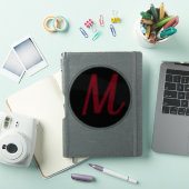 Monogram Initiaal Rode Vet Aangepaste naam Zwarte Sticker (iPad Cover)