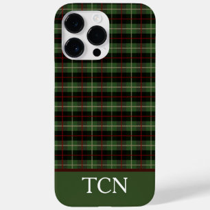 Monogram Initiaal Rood Groen Zwart Schotse Ruit Case-Mate iPhone 14 Pro Max Hoesje