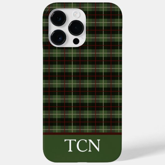 Monogram Initiaal Rood Groen Zwart Schotse Ruit  Case-Mate iPhone Case (Achterkant)