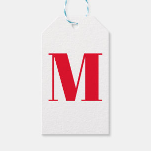 Monogram initiaal rood wit aanpassen cadeaulabel