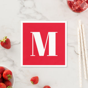 Monogram initiaal rood wit aanpassen servet