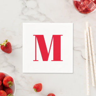 Monogram initiaal rood wit aanpassen servet