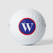 Monogram Initiaal Rood Wit Blauw Kies merk Golfballen (Voorkant)