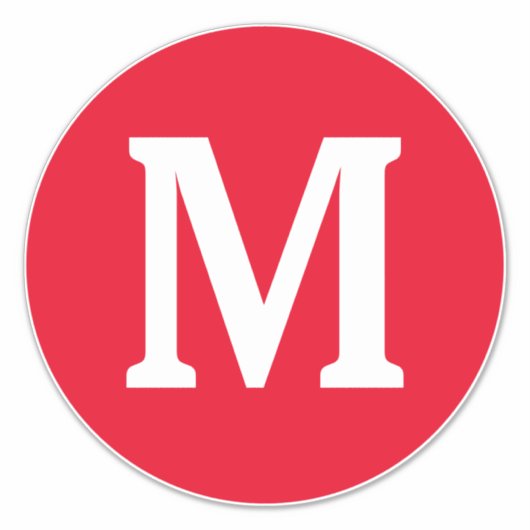 Monogram Initiaal Rood wit Vet Aangepaste naam Koe Sticker (Voorkant)