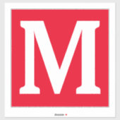 Monogram Initiaal Rood Witte Vetgedrukte Aangepast Sticker (Vel)