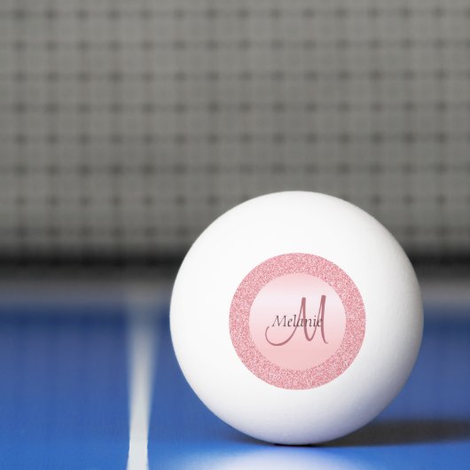 Monogram Initiaal Roos Glitter Kijk Wit Pingpongballen (Net)
