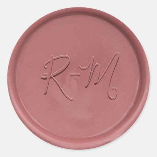 Monogram Initiaal  Roos Wax Seal Sticker (Voorkant)