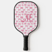 Monogram Initiaal Roze Bow Coquette Esthetische Gi Pickleball Paddle (Achterkant)