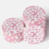 Monogram Initiaal Roze Bow Coquette Esthetische Gi Poker Chips (Opstapeling)