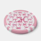 Monogram Initiaal Roze Bow Coquette Esthetische Gi Poker Chips (Enkel)