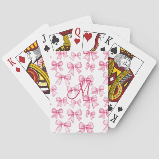 Monogram Initiaal Roze Bow Coquette Esthetische Gi Pokerkaarten (Achterkant)