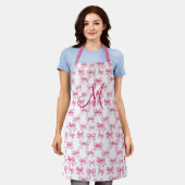 Monogram Initiaal Roze Bow Coquette Esthetische Gi Schort (Gedragen)
