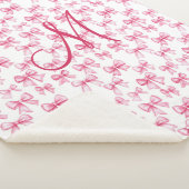 Monogram Initiaal Roze Bow Coquette Esthetische Me Sherpa Deken (3/4)