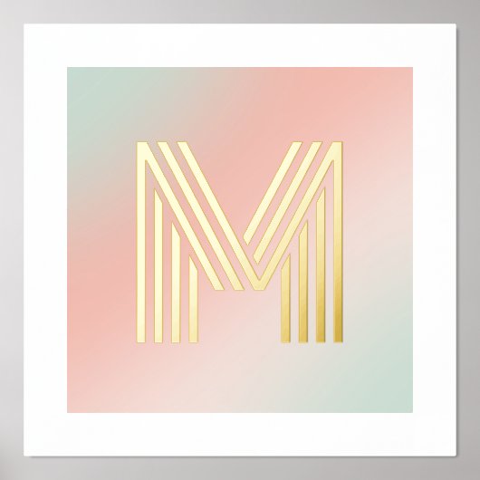 Monogram initiaal roze mint groene gradiënt folie afdrukken (Voorkant)