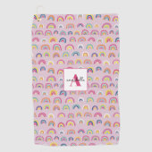 Monogram Initiaal Roze regenbooghanddoek Golfhanddoek (Voorkant)