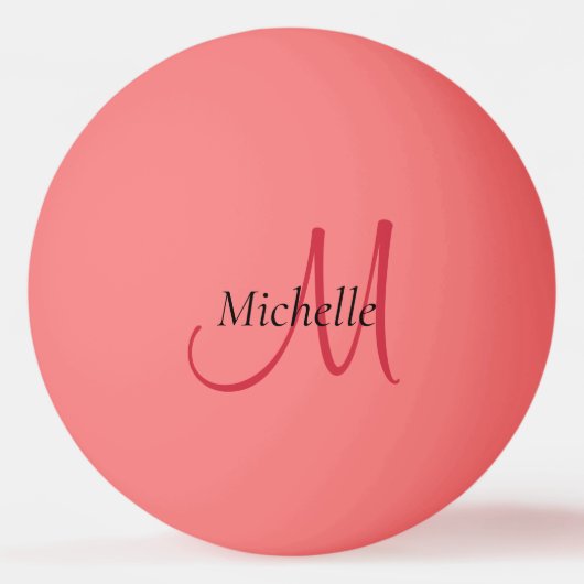 Monogram Initiaal Roze Trendy Moderne Sjabloon Pingpongballen (Voorkant)