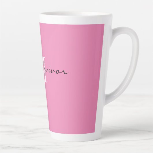 Monogram Initiaal Roze & Wit ik ben een overlevend Latte Mok (Rechts)