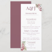 Monogram Initiaal Roze & Witte Hydrangea Bloemen Menu (Voorkant / Achterkant)
