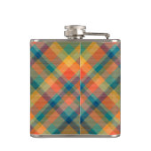 Monogram Initiaal Rustieke Trouw Tartan Plaid Heupfles (Achterkant)