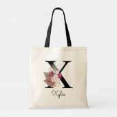 Monogram Initiaal S roze Boho Floral Tote Bag (Achterkant)