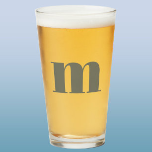 Monogram Initiaal Sage Green Beer Glas