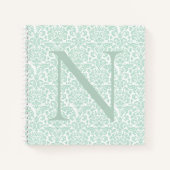 Monogram Initiaal Sage Green Damask Notitieboek (Voorkant)