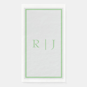 Monogram Initiaal Salie Groen Lichtgrijs Bruiloft Servet