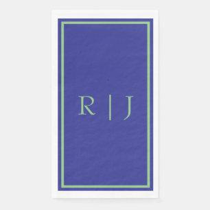 Monogram Initiaal Salie Groen Marineblauw Koel Bru Servet