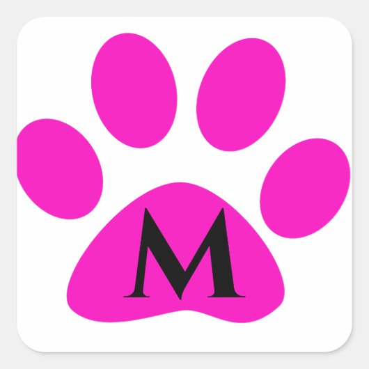 Monogram Initiaal schildert roze zwarte luis Vierkante Sticker (Voorkant)