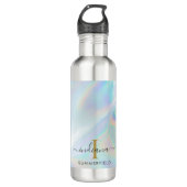 Monogram Initiaal Script Holographic Modern Waterfles (Voorkant)