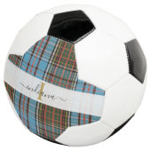 Monogram Initiaal Script Naam Plaid Tartan Voetbal (Drie kwart)