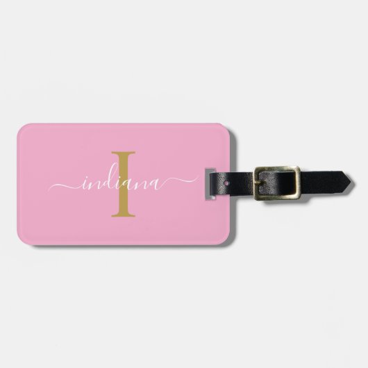 Monogram Initiaal Script Naam Retouradres Bagagelabel (Voorkant horizontaal)