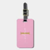 Monogram Initiaal Script Naam Retouradres Bagagelabel (Voorkant verticaal)