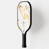 Monogram Initiaal Script Name Gold Marble Pickleball Paddle (Links)