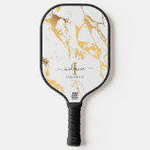 Monogram Initiaal Script Name Gold Marble Pickleball Paddle (Achterkant)