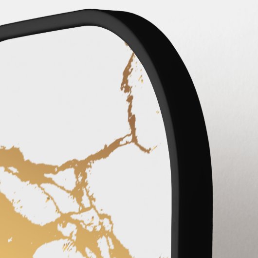 Monogram Initiaal Script Name Gold Marble Pickleball Paddle (Links Detail)