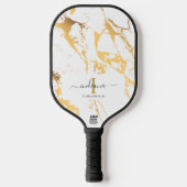 Monogram Initiaal Script Name Gold Marble Pickleball Paddle (Voorkant)