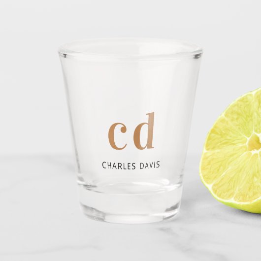 Monogram initiaal script zwart goud shot glas (Voorkant)