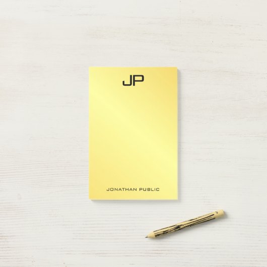 Monogram Initiaal Sjabloon Gold Kijk verticaal Post-it® Notes (Op bureau)