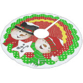 Monogram Initiaal Snowmen op Classic Dot Tree Skir Kerstboom Rok (Gekanteld)